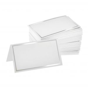 Alpine Industries Place Cards with Silver Border 2'' x 3.5'' Pack of 100