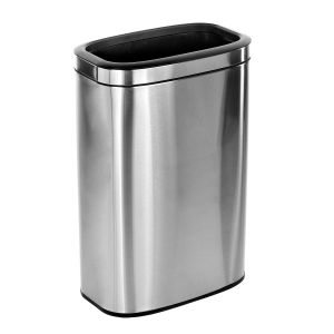 Alpine Industries 40 L / 10.5 Gal Gal Stainless Steel Slim Open Trash Can, Brushed Stainless Steel
