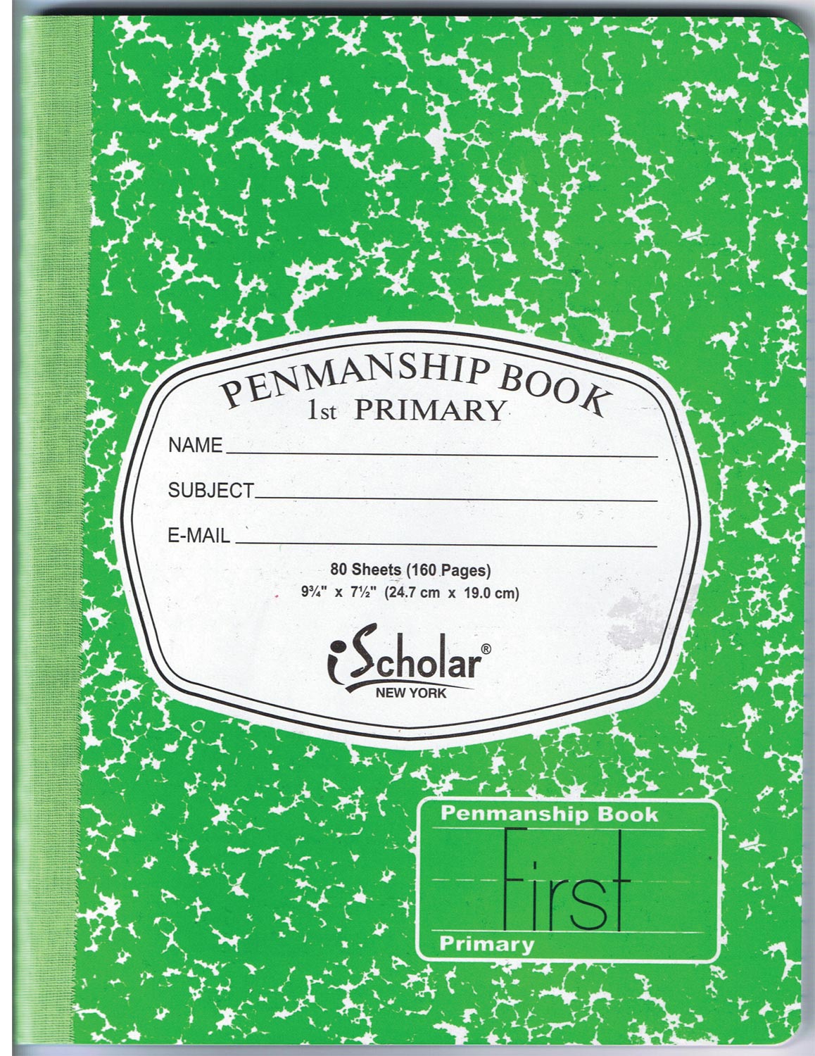 Penmanship Cursive Notebook, 9.75 x 7.5 1st Grade, Green, 50 Sheets