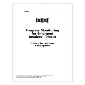 Progress Monitoring for Emergent Readers (PMER) Student Record Sheets, Kindergarten