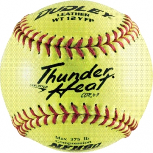 Dudley Thunder Heat NFHS Fastpitch Softball, Leather Cover, Poly Center, 0.47 Cor, 12, Dozen