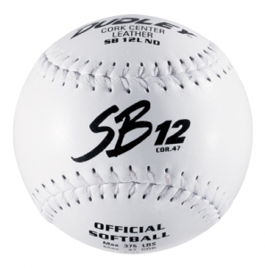 Dudley SB 12L Slowpitch Softball, Leather Cover, Cork Center, 0.47 Cor, 12, Dozen