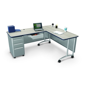 Modular Desk 60 x 24, Single Pedestal with Round Connect Top