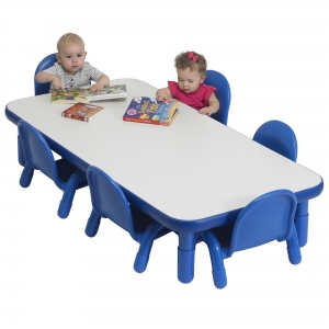 BaseLine Toddler 60 x 30 Rectangular Table & Chair Set  Solid Royal Blue