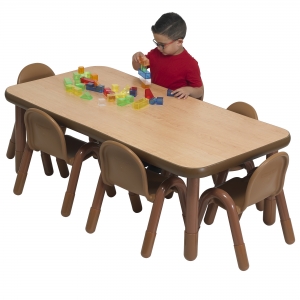BaseLine Preschool 60 x 30 Rectangular Table & Chair Set - Natural Wood
