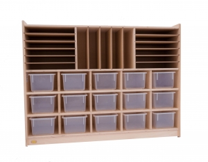 Sectioned Storage Cabinet with Clear Trays