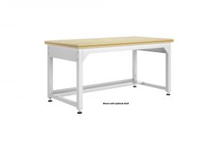 Adjustable Metal Workspace Table, 60W X 30D - Leg Brace & Stretcher