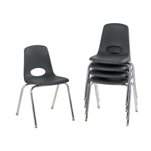 18 Stack Chair, Chrome Legs, Swivel Black