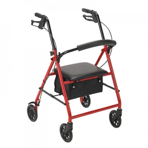 4 Wheel Rollator With 6 Wheels Red