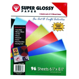 Super Glossy Paper - 16 shts, 8.5x11, 1 ea. Of 16 Assorted colors